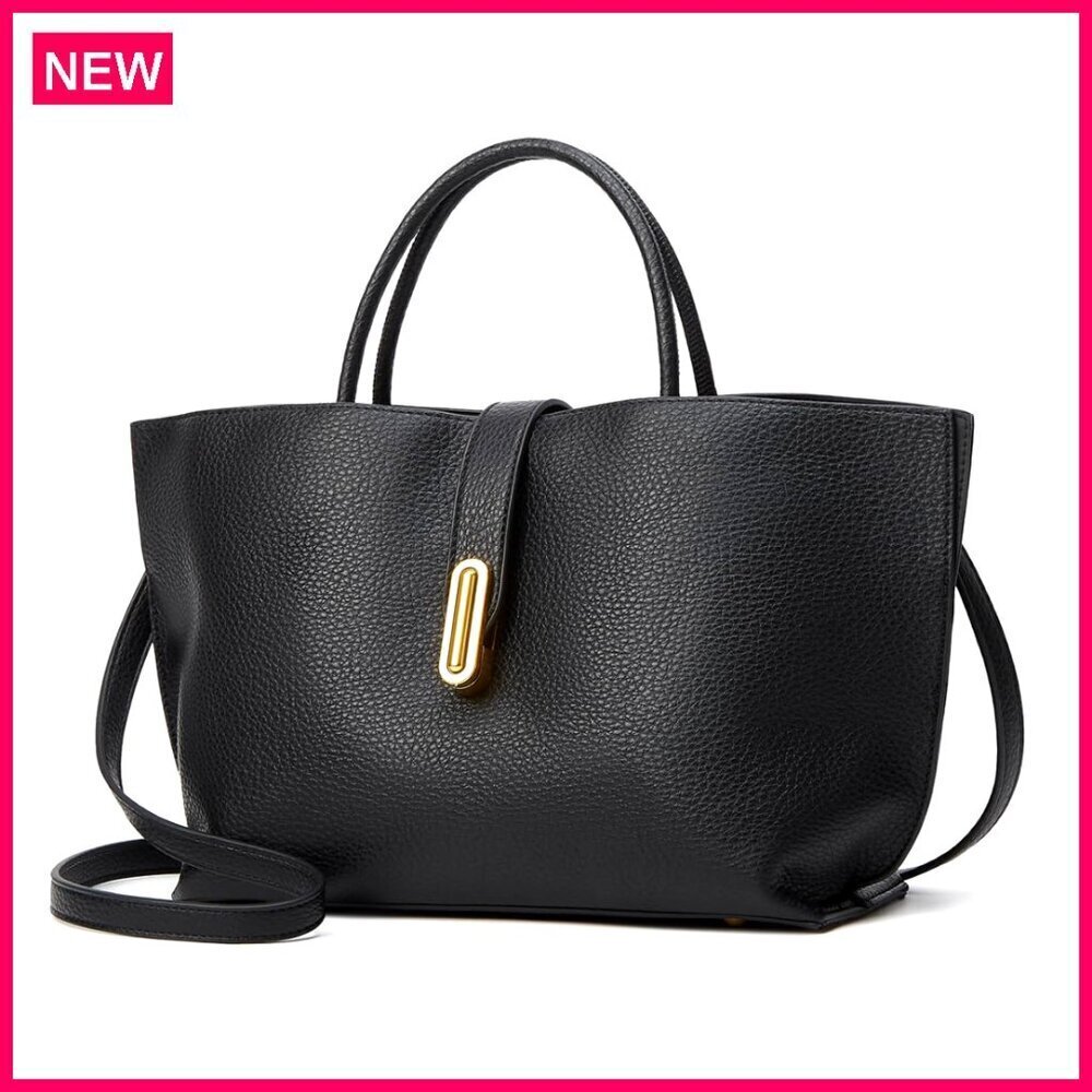 Large Vegan Leather Tote Bucket Bag Adjustable Strap Hobo Purse Crossbody